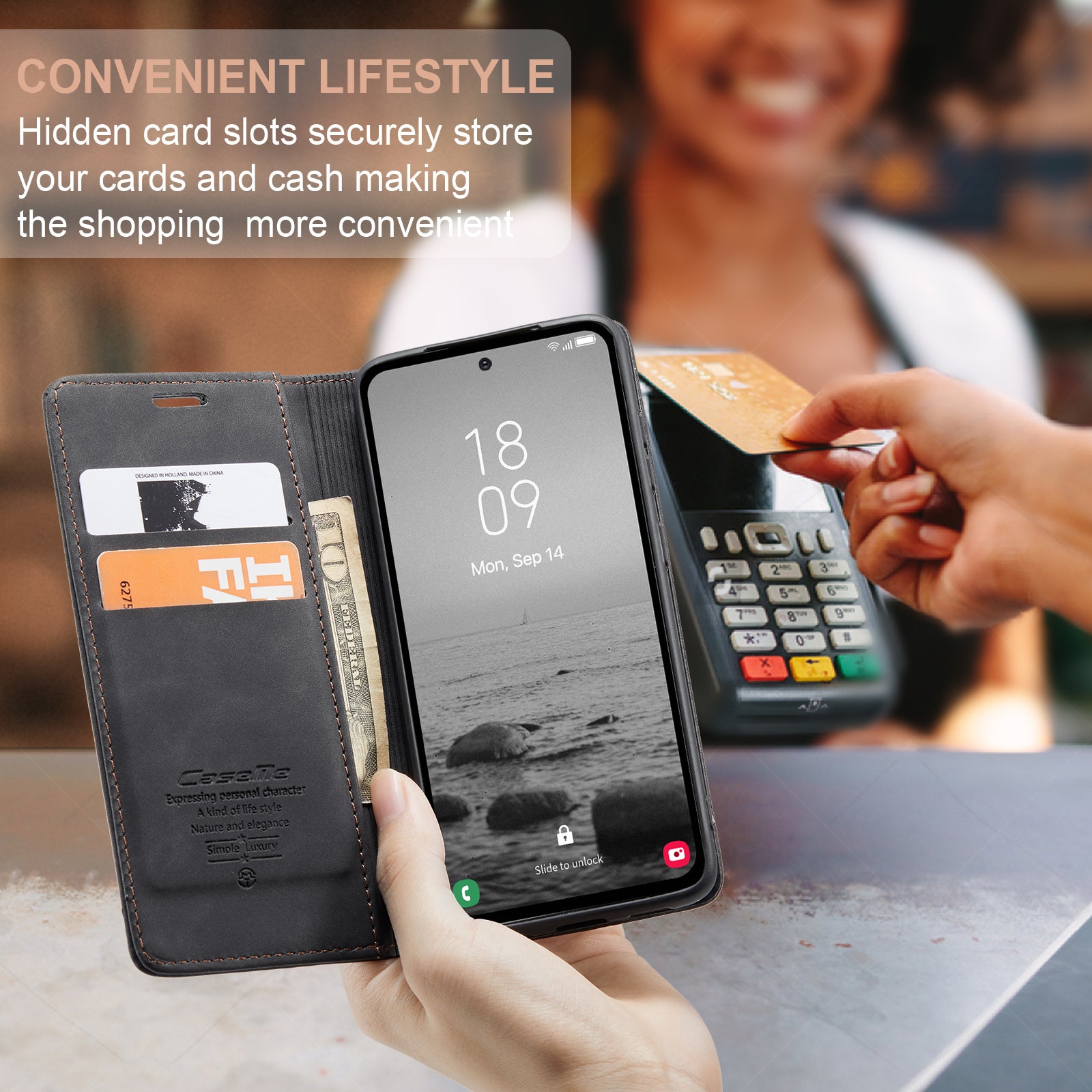 CASEME 013 Series Phone Case for Samsung Galaxy A54 5G PU Leather Case Wallet Stand Shockproof Cover CASEME 013 Series Phone Case for Samsung Galaxy A54 5G PU Leather Case Wallet Stand Shockproof Cover